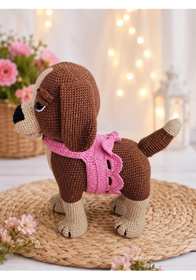 Bersem Amigurumi Köpek Kahverengi - Pembe