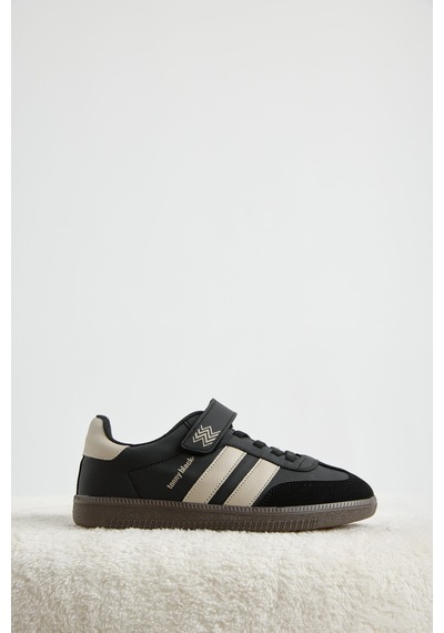 Tonny Black Termo Taban Yanı Şeritli Cırtlı Bağcıklı Sneaker Çocuk Unisex Siyah Bej Sneaker Tbzer040