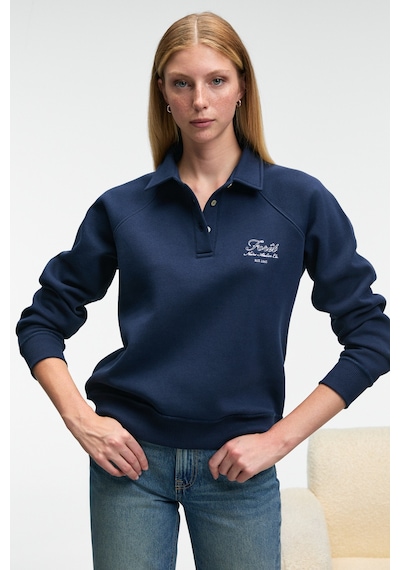 Grımelange CAMIREL Kadın Polo Yaka Düğmeli Nakış Detaylı Reglan Kol Comfort Fit Lacivert Sweatshirt Grımelange CAMIREL Kadın Polo Yaka Düğmeli Nakış Detaylı Reglan Kol Comfort Fit Lacivert Sweatshirt