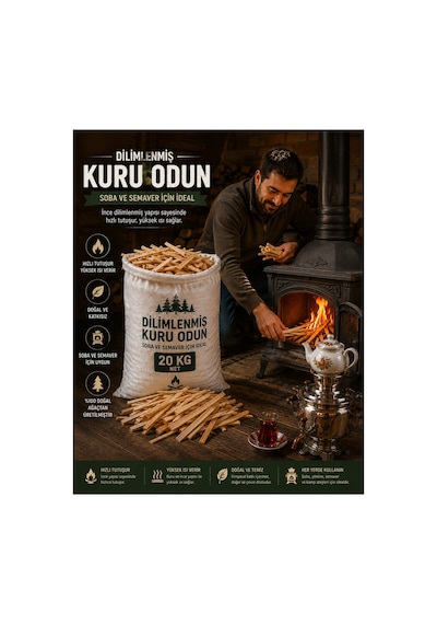 Dilimlenmiş 20 Kg Kuru Odun Semaver Mangal Ve Sobada Yakmak İçin