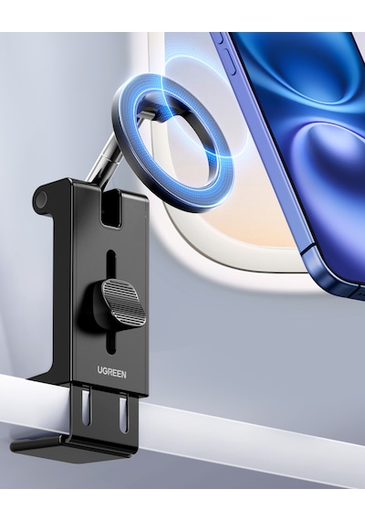 Ugreen Magsafe Uçak Telefon Tutucu, Magsafe Uyumlu, 360 Dönebilen, Eller Serbest Seyahat Telefon Standı, 45377 Siyah