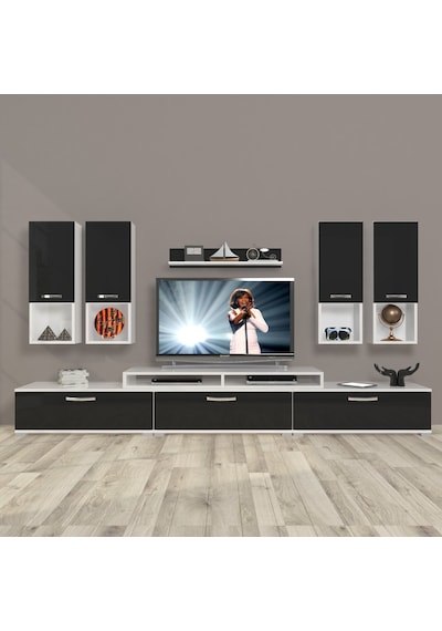 Decoraktiv Ekoflex 8da Slm Tv Ünitesi Tv Sehpası Beyaz - Siyah