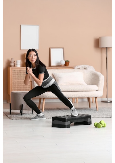 Çok Amaçlı Step Tahtası Kaymaz Yüzeyli Fitness Egzersiz Aleti Yükseltme Aparatlı Siyah