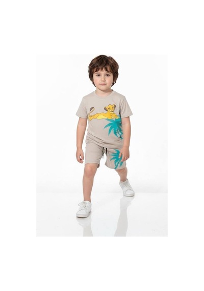 Miniko Kids Erkek Çocuk Lion Modelli Pamuk Şortlu Takım Ekru