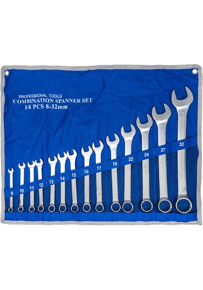 6111 Kombine Anahtar Takımı 8-32 Mm 14 Parça Bez Çantalı