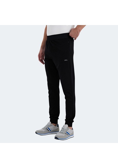 Slazenger RAJKO Erkek Fermuar Cepli Dar Paça Siyah Eşofman Altı