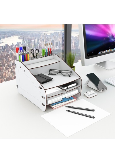 Design Otto Fx Medium Modest 6 Renk Evrak Rafı Masaüstü Organizer Beyaz