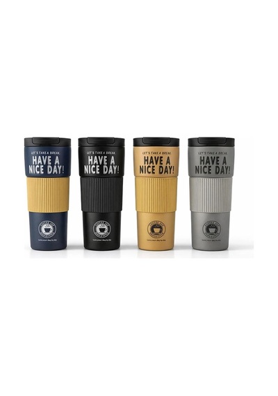 600 Ml He A Nice Day" 600 Ml Çift Katmanlı Paslanmaz Çelik Termos Mug Alk4624 Çok Renkli