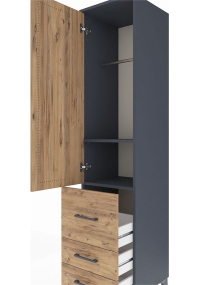 Hyperion Dolap 2 Raflı 3 Çekmeceli Tek Askılı 44x44x195 Antra... Antrasit