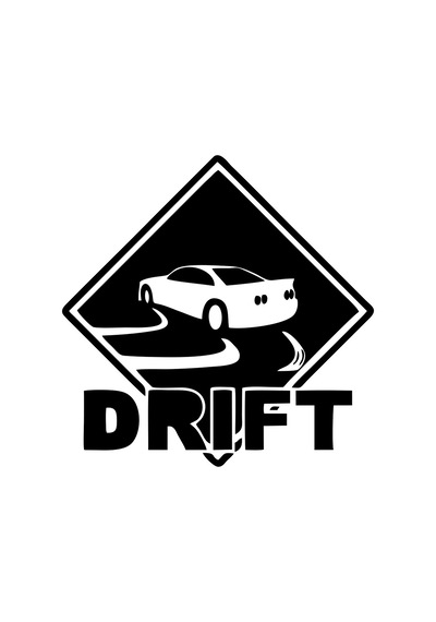 Drift Araba Sticker 17x17 Cm Siyah