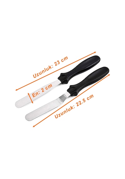 Paslanmaz Metal 2li Pasta Sıvama Bıçağı - Spatula Seti Kek Kazıyıcı