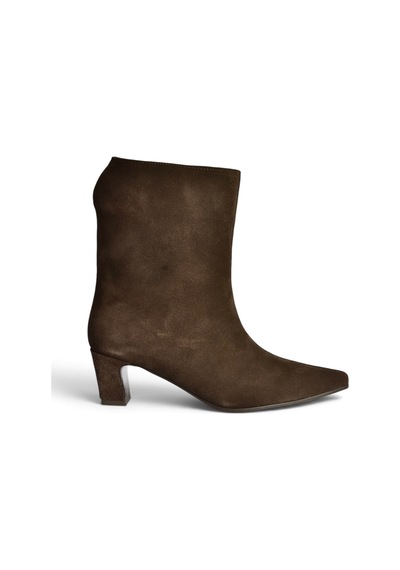 Fox Shoes Z654580061 Kahverengi Hakiki Deri Süet Kalın Topuklu Kadın Bot