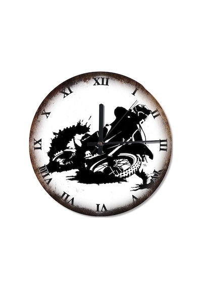 Yarışçı Ve Kros Motor Şekilli Duvar Saati (407694996) Gri - Siyah