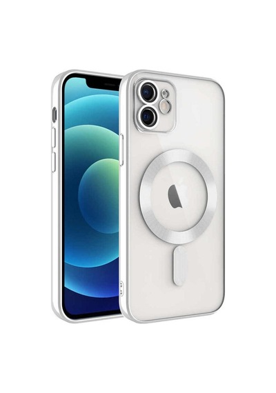 Apple Uyumlu iPhone 11 Mag Safe Özellikli Lens Korumalı Logo Gösteren Şeffaf Silikon Kılıf