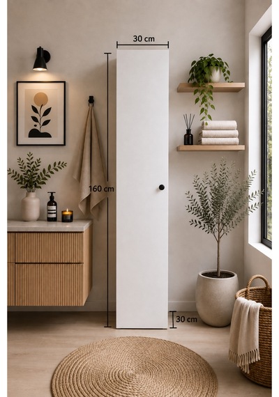 Beyaz 160 Cm Çok Amaçlı Dolap Beyaz Beyaz 160 Cm Çok Amaçlı Dolap Beyaz