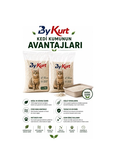 Kedi Kumu Bentonit Topaklanan Koku Kontrollü Tozsuz 10 Litre