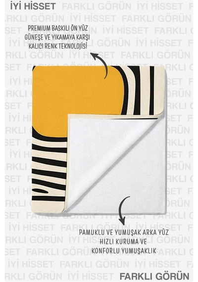 Modern Geometrik Soyut Plaj Havlusu - Minimalist Renk Bloklu Hızlı Kuruyan Mikrofiber Havlu Uçuk Kıyısı