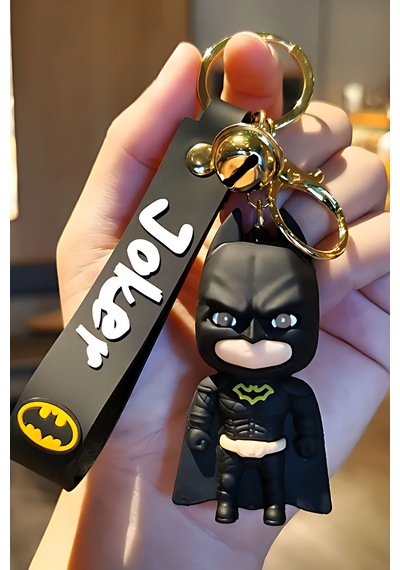 Batman Figürü Anahtarlık Aksesuar Çanta Süsü Silikon 3d Aksiyon Figürü Siyah