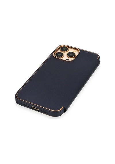 Uray Store Apple iPhone Uyumlu  14 Pro Kılıf Dolpin Kapaklı - Lacivert