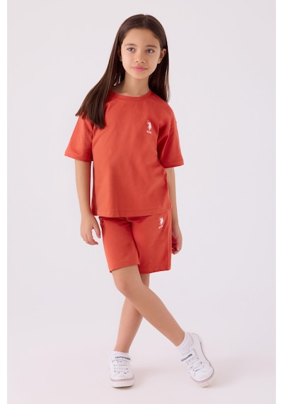 U.S. Polo Assn. U.s. Polo Assn Kız Çocuk Turuncu Bermuda Takım Us1848-c-v58 Turuncu