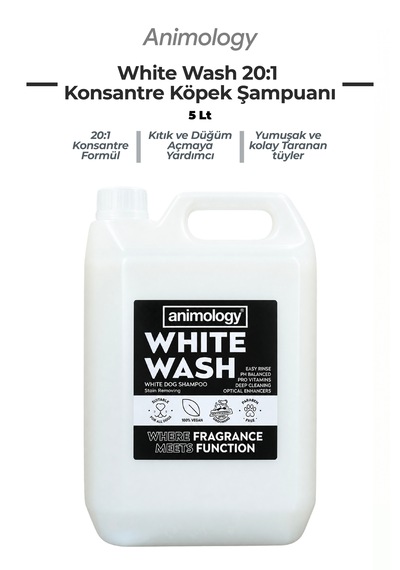 Animology White Wash Beyaz Tüylü Köpeklere Özel 20:1 Konsantre Köpek Şampuanı 5 Lt
