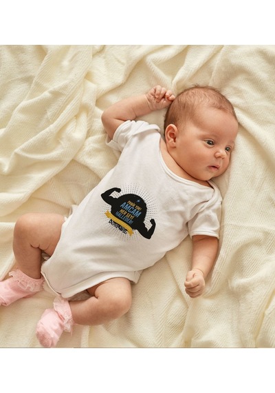 Bk Gift Bk Kids İsimli Amcam Her Şeyi Halleder Tasarımlı Bebek Body Zıbın - Model 1 12-18 Ay Sarı