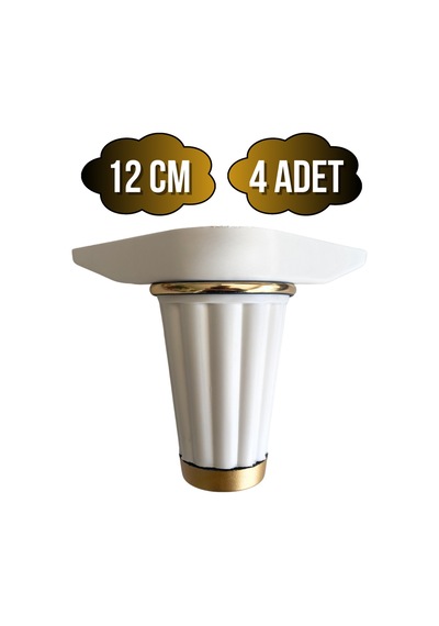 Babil 12cm Plastik Ayak Mobilya Masa Ve Dolap Ayağı 12cm Beyaz - Altın 4 Adet Beyaz