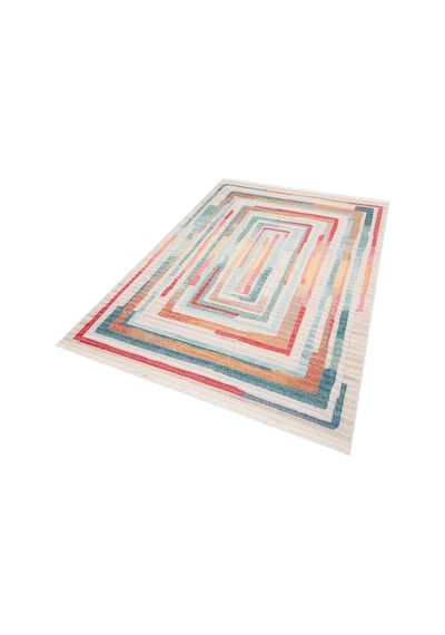Sola Sn01 Geometrik Desenli Renkli İskandinav Oturma Odası Halısı Çok Renkli