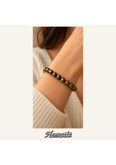 Hematit Taşı Bileklik 8 Mm, Unisex, Elastik Çok Renkli