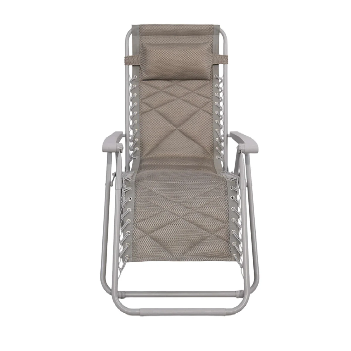 Premium Katlanır Şezlong Gri Ergonomik Bahçe, Kamp, Havuz, Balkon Ve Plaj Dinlenme Koltuğu Çelik Gövde 120 Kg Taşıma Kapasiteli