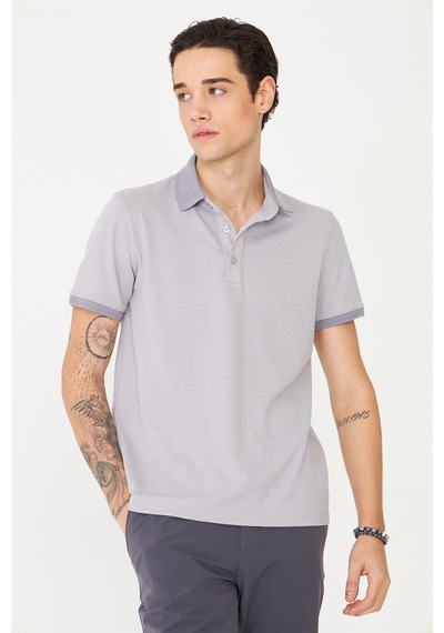 Gri Polo Yaka T-shirt Gri