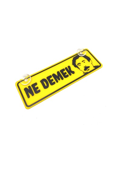 Ne Demek Yazılı Sarı Dekor Plaka Vantuzlu Cam Süsü