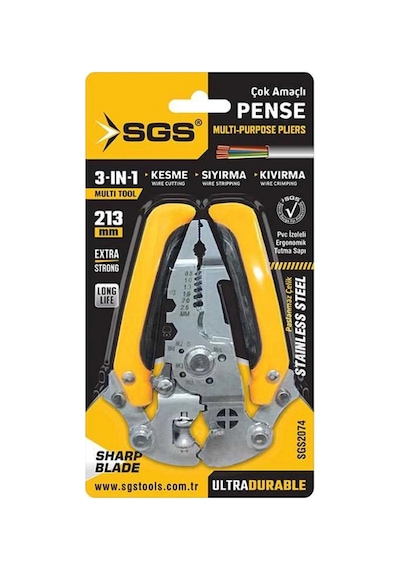 Sgs 2074 Profesyonel Çok Amaçlı Elektrikçi Pensesi Kesme Kıvırma Soyma Sıyırma