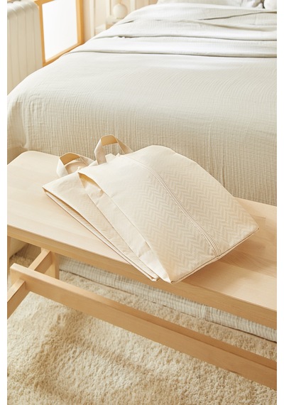Ocean Home Textile 2'li Bej Balıksırtı Ayakkabı Düzenleyici Taşıma Çantası Seti 22 X 40 X 9 Cm
