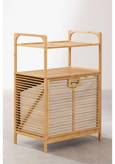Bambu Xl Kirli Sepetli 2 Raflı Çok Amaçlı Banyo Düzenleyici Çamaşır Sepeti Organizer Db-0004 Diğer