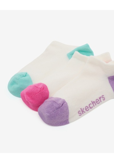 Skechers 3'lü Paket Colortips Bilekli Çorap Büyük Kız Çocuk Beyaz Sk2520137-3474
