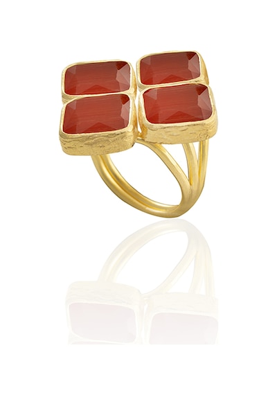Kadir Jewellery 22 Ayar Altın Kaplama Kadın Zirkon Taşlı Yüzük Kırmızı 58096923