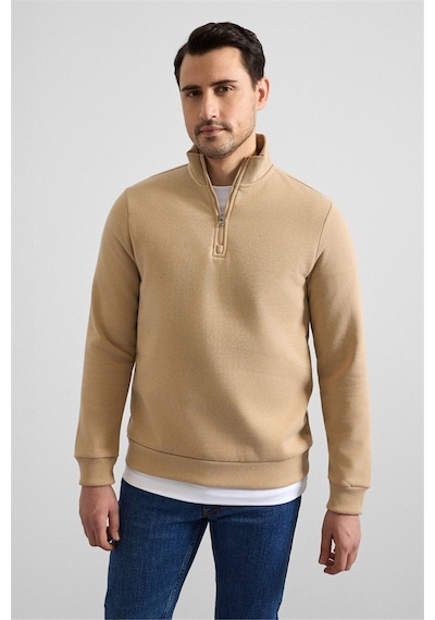 Süvari Bej Regular Düz Yarım Balıkçı Yaka Sweatshirt Ssw2013700001-bj3 Bej