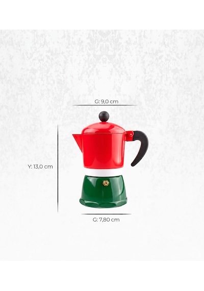 Retro Renkli Moka Pot 3 Fincan Kahve Demleyici