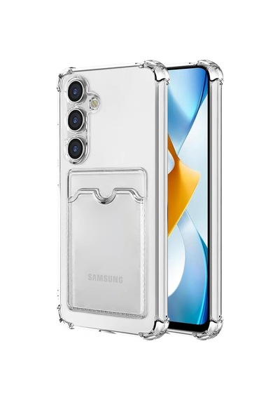 For İle Uyumlu Şeffaf Clear Kartlıklı Darbe Emici Anti-shock Darbeye Dayanıklı Wallet Case Kılıf A15