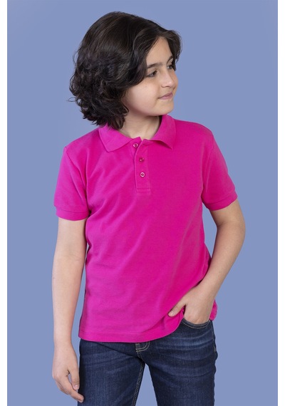 Toontoy Kids Toontoy Unisex Çocuk Düğmeli Polo Yaka Tişört Fuşya