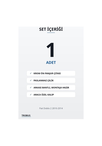 Fiat Doblo 2 2010-2014 Uyumlu Krom Ön Panjur Çıtası 1 Parça Paslanmaz Çelik
