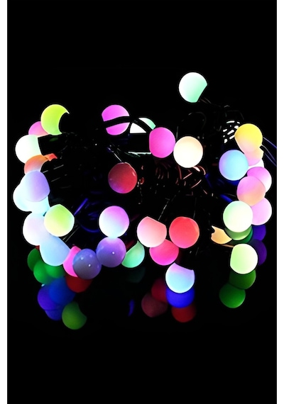 5 Metre Eklemeli 28 Top Rgb Işıklı Aydınlatma Yılbaşı Gece Parti Süsü Aydınlatması Led Şerit