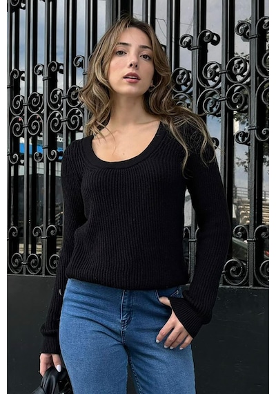 Madmext Siyah Bisiklet Yaka Basic Örme Kazak Mg2189 Siyah
