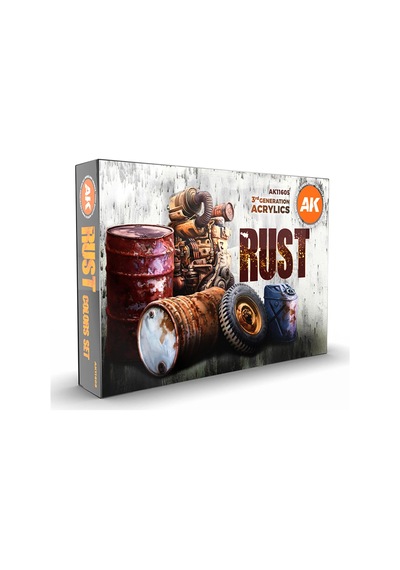 Ak Interactive 11605, 6x17 Ml. Paslı Ve Terkedilmiş Görünümü İçin Akrilik 3gen Maket Boyası Seti Standart