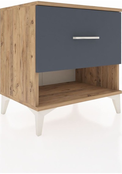 Hyperion Komodin Tek Çekmeceli 60x44x64 Çam-antrasit Atlas Çam