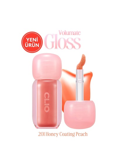 Pigmentli, Parlak Bitişli Dolgunlaştırıcı Lip Gloss Volumate Gloss 201 Honey Coating Peach Çok Renkli