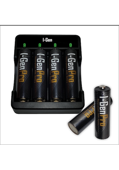 I-Gen G411 4'lü Pil Şarj Aleti + 4 Adet AAA Pro 1100 mAh Şarjlı İnce Kalem Pilli Set