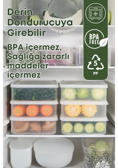 Grimorlife 4 Adet 3,5 Litre Buzdolabı İçi Düzenleyici Saklama Kabı -buzluk Saklama Kabı Diğer