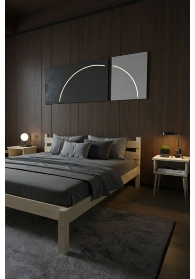 Letto Masif Ahşap Karyola Ve 2 Adet Komodin Vernik 100x200
